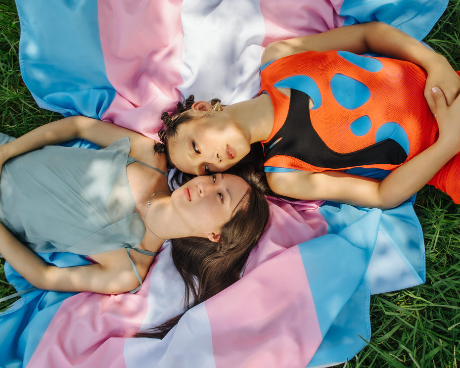 Transgender Women with Transgender Flag